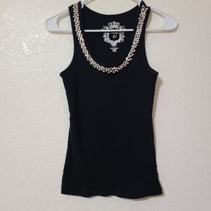 Forever 21 Ribbed tank top faux pearl